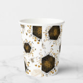 Gobelets En Papier Abeille de miel noir et or (Droite)