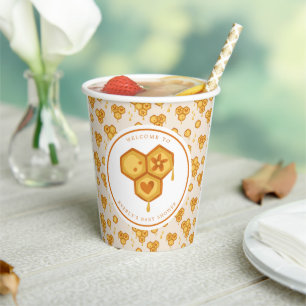 Gobelets En Papier Abeille en nid d'abeille Mignonne Baby Shower