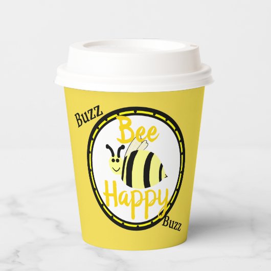 Gobelets En Papier Abeille Joyeuse Bumble Jaune Bee (Recto)