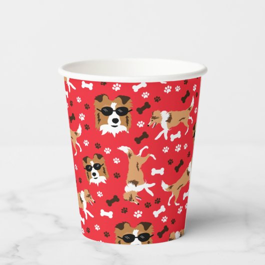 Gobelets En Papier Abris Shetland Sheepdog Collie Chien (Verso)