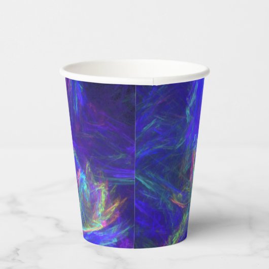 Gobelets En Papier Abstrait bleu rose rose vert éclats cosmiques (Droite)