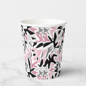 Gobelets En Papier Abstrait, Noir et Rose, Jeune, Throw Pill moderne (Droite)