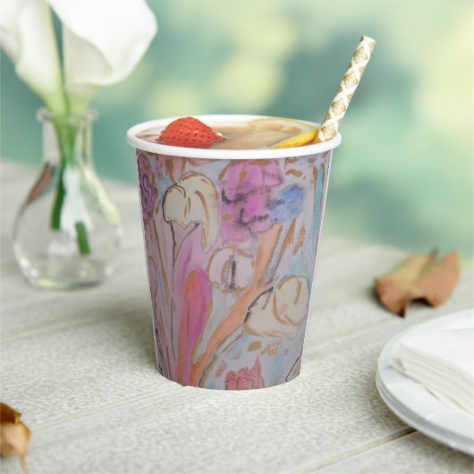 Gobelets En Papier Abstrait Pastel Floral (Insitu)