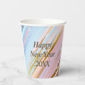 Gobelets En Papier Abstrait Pink Blue Gold Bonne année 20xx (Verso)