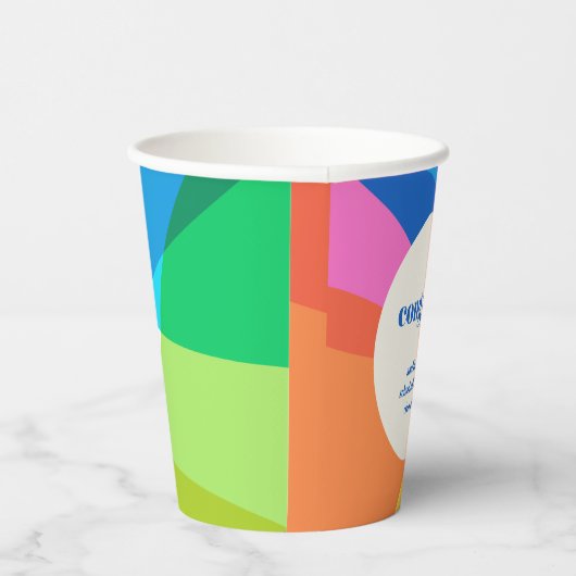 Gobelets En Papier Abstrait Rainbow Custom Graduation Félicitations (Droite)