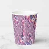 Gobelets En Papier Abstrait rose pourpre spirale fractale (Droite)