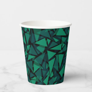 Gobelets En Papier Abstrait vert émeraude polygonale motif jeter pil