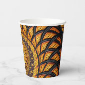 Gobelets En Papier Abstraite spirale noire et or Fractale (Verso)