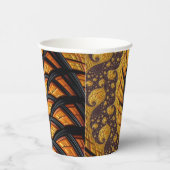 Gobelets En Papier Abstraite spirale noire et or Fractale (Droite)