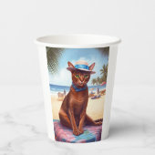 Gobelets En Papier Abyssinian cat on Beach, cadeau d'été pour amoureu (Verso)
