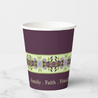 Gobelets En Papier Accentuation Florale Violet