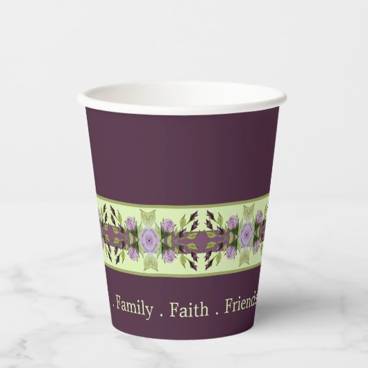 Gobelets En Papier Accentuation Florale Violet (Recto)