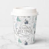 Gobelets En Papier Accueil confortable Noël Turquoise ID985 (Verso)