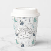 Gobelets En Papier Accueil confortable Noël Turquoise ID985 (Recto)