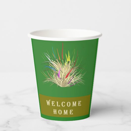 GOBELETS EN PAPIER ACCUEIL DESIGN TERRE COULEURS DEUX TONE VERT (Recto)