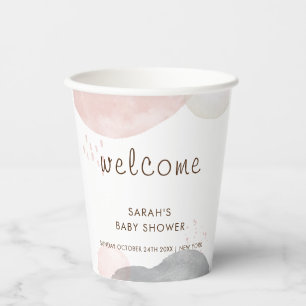 Gobelets En Papier Accueil minimaliste du Baby shower Abstrait Boho
