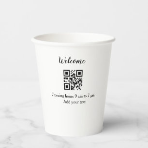 Gobelets En Papier Accueil simple ouverture bienvenue code barre QR a