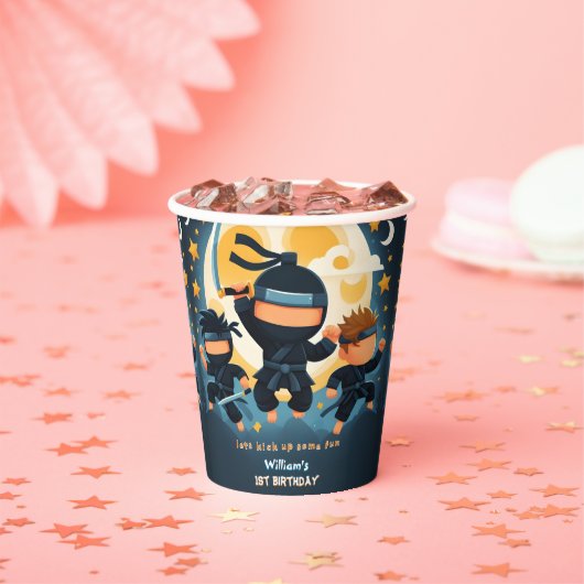 Gobelets En Papier Act War Fight Boy Moon Ninja Guerrier 1er annivers (Insitu)