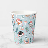 Gobelets En Papier Adorable Bois Noël Animal Visages Motif (Gauche)