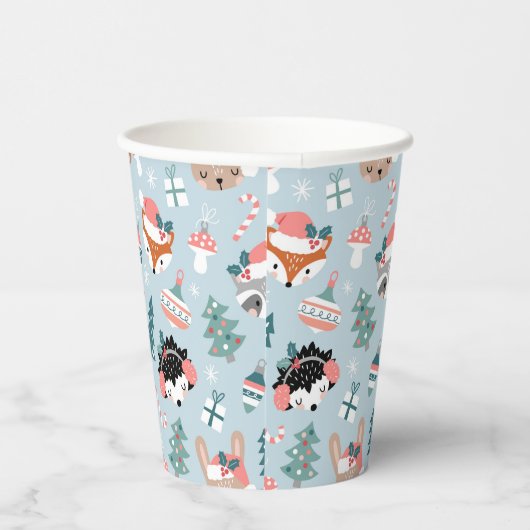 Gobelets En Papier Adorable Bois Noël Animal Visages Motif (Droite)