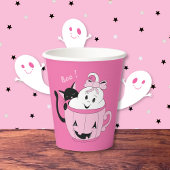 Gobelets En Papier Adorable Chat noir Fantôme rose Halloween Coupe de