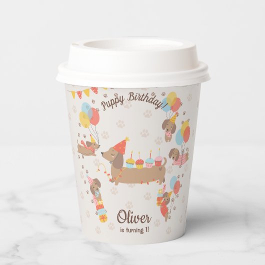 Gobelets En Papier Adorable Chien Chien Chien Chien Anniversaire Pawt (Verso)