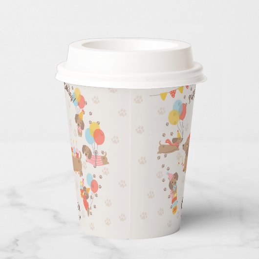 Gobelets En Papier Adorable Chien Chien Chien Chien Anniversaire Pawt (Droite)