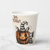 Gobelets En Papier Adorable Halloween Éffrayant Kitten (Recto)