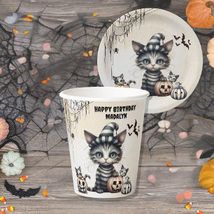 Gobelets En Papier Adorable Halloween Éffrayant Kitten