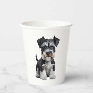 Gobelets En Papier Adorable HD miniature Schnauzer Portrait de chiot
