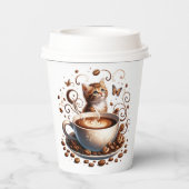 Gobelets En Papier Adorable Kitten papier Café Coupe Whimsical Chat (Verso)