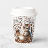 Gobelets En Papier Adorable Kitten papier Café Coupe Whimsical Chat (Recto)