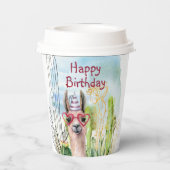 Gobelets En Papier Adorable Llama d'anniversaire (Verso)