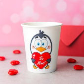 Gobelets En Papier Adorable Penguin Holding Be Mine Heart