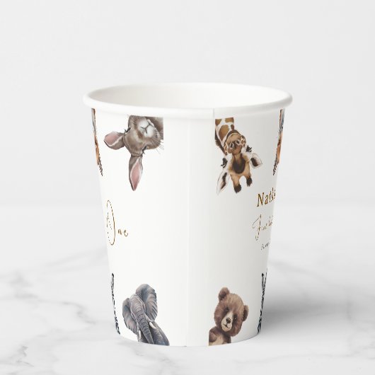 Gobelets En Papier Adorable Safari forêt Animaux Anniversaire (Droite)