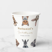 Gobelets En Papier Adorable Safari forêt Animaux Anniversaire (Recto)