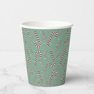 Gobelets En Papier Adorable sucre de canne vert motif mignon rouge No