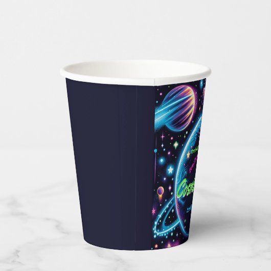 Gobelets En Papier Ados Espace Lumineux cosmique Thème Anniversaire F (Droite)