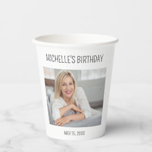 Gobelets En Papier Adulte Anniversaire Nom Photo Party Favoriser