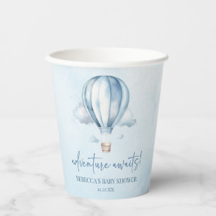 Gobelets En Papier Adventure Attend ! Baby shower Blue Hot Air Balloo