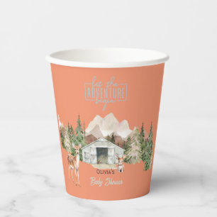 Gobelets En Papier Adventure Attend Burnt Orange Mountain Baby shower