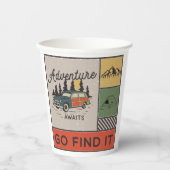 Gobelets En Papier Adventure Await Go Find It Retro Camping Travel (Recto)