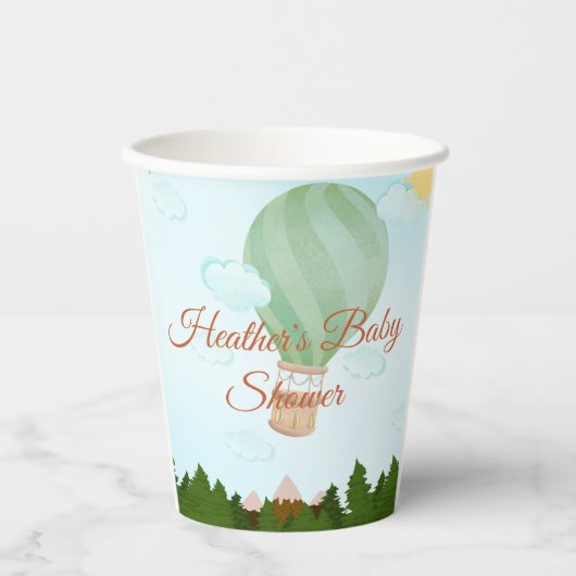 Gobelets En Papier Adventure Await Hot Air Baby shower (Recto)