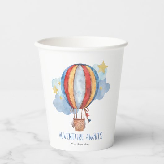 Gobelets En Papier Adventure Await Hot Air Balloon Anniversaire de en (Recto)