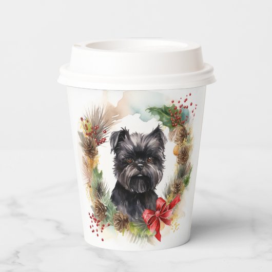 Gobelets En Papier Affenpinscher Christmas Wreath Festive Pup (Verso)