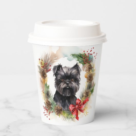 Gobelets En Papier Affenpinscher Christmas Wreath Festive Pup (Recto)