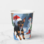 Gobelets En Papier Affenpinscher Festive de Noël Scène de neige (Verso)