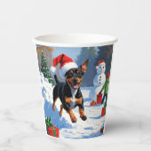 Gobelets En Papier Affenpinscher Festive de Noël Scène de neige (Recto)