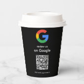 Gobelets En Papier Affiche de code QR Google pour avis moderne (Verso)