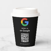Gobelets En Papier Affiche de code QR Google pour avis moderne (Recto)
